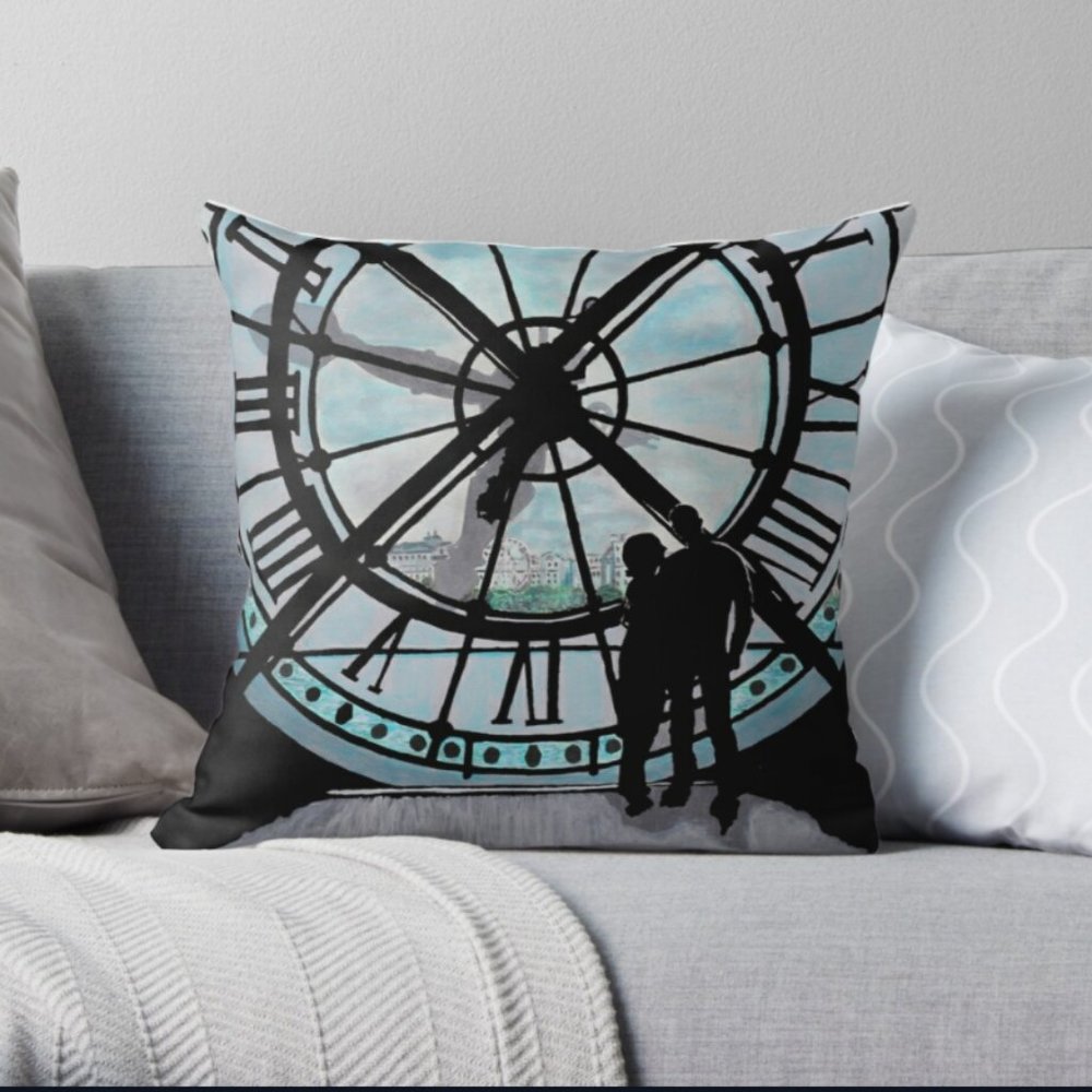 Clock at Museum D"Orsay Pillow Cover 16" x 16"
